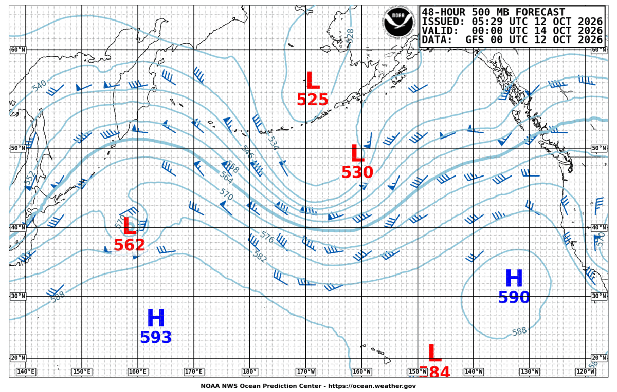 North Pacific 48 Hour 500 MB Forecast