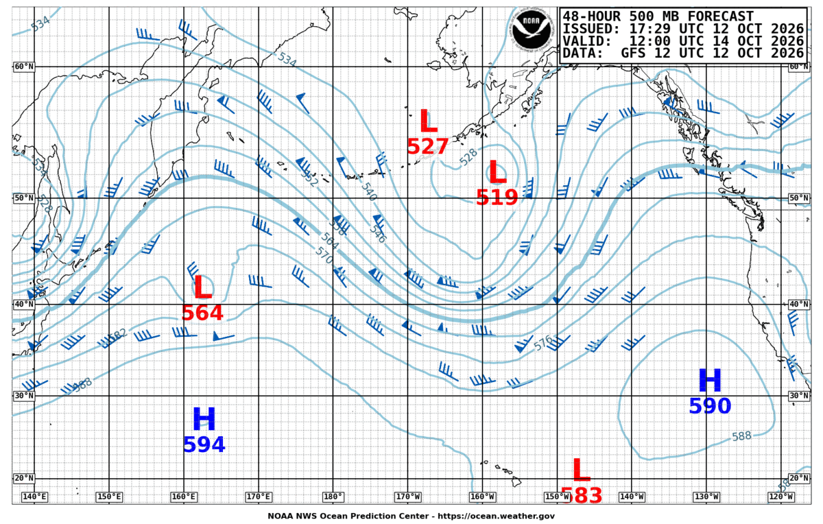 North Pacific 48 Hour 500 MB Forecast