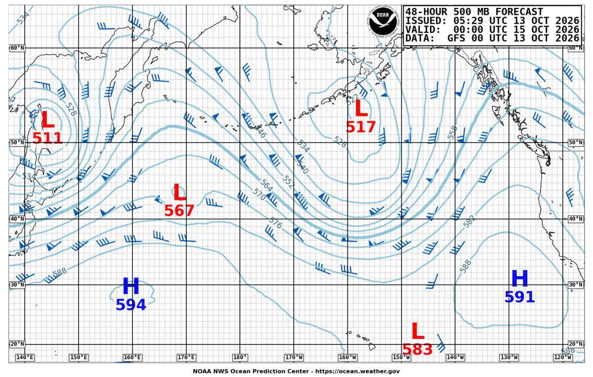 North Pacific 48 Hour 500 MB Forecast