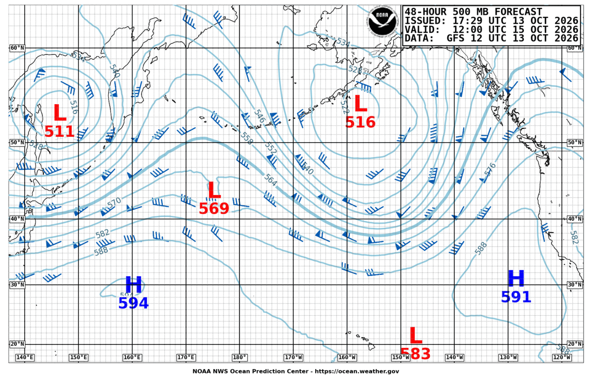 North Pacific 48 Hour 500 MB Forecast