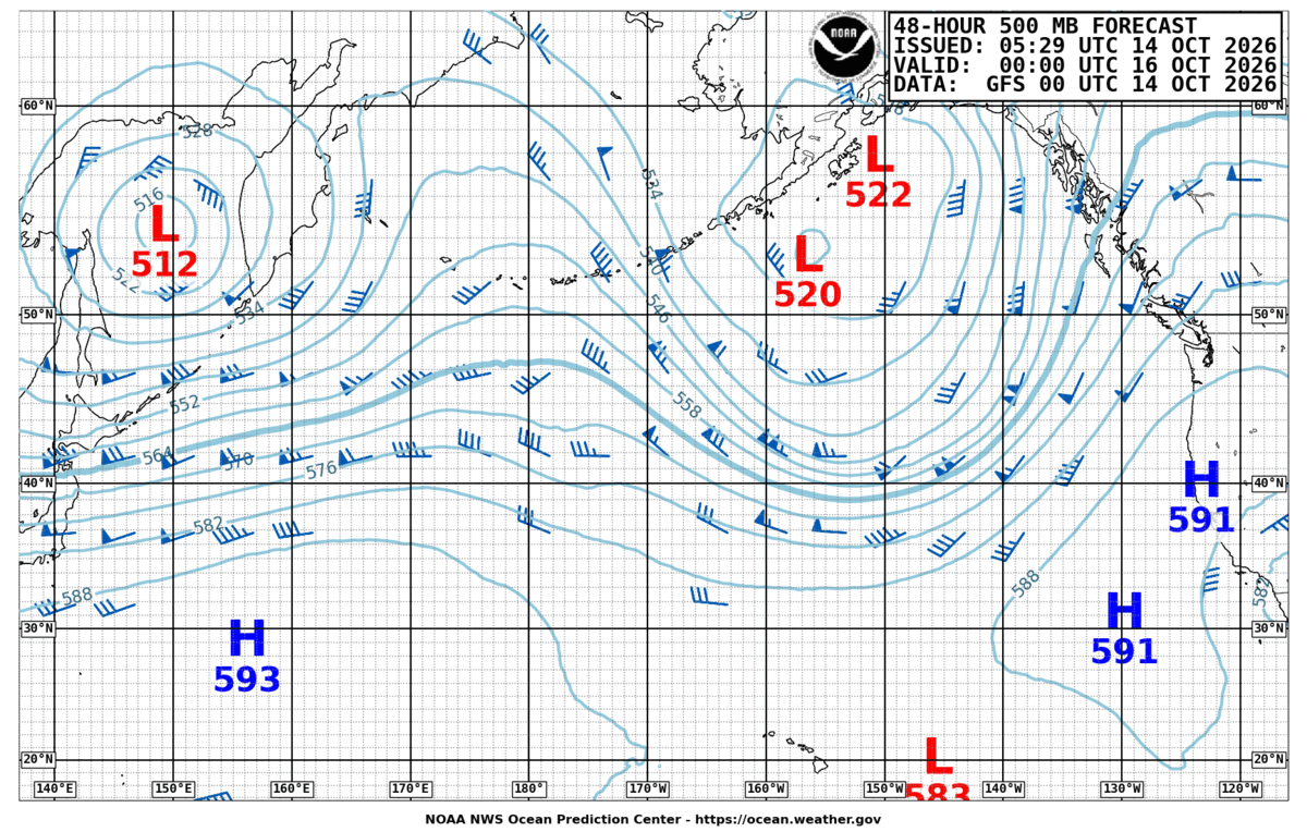 North Pacific 48 Hour 500 MB Forecast