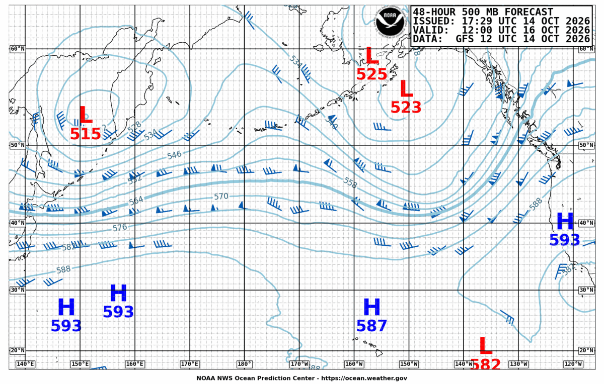 North Pacific 48 Hour 500 MB Forecast