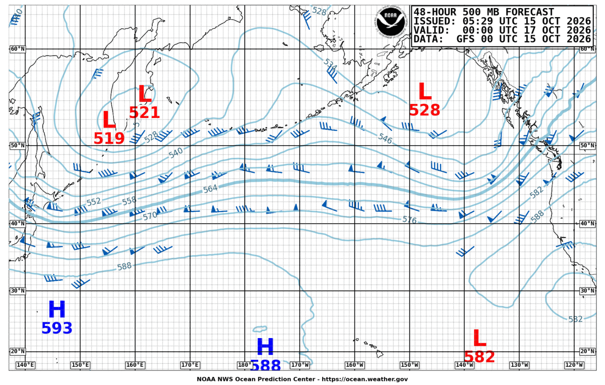 North Pacific 48 Hour 500 MB Forecast
