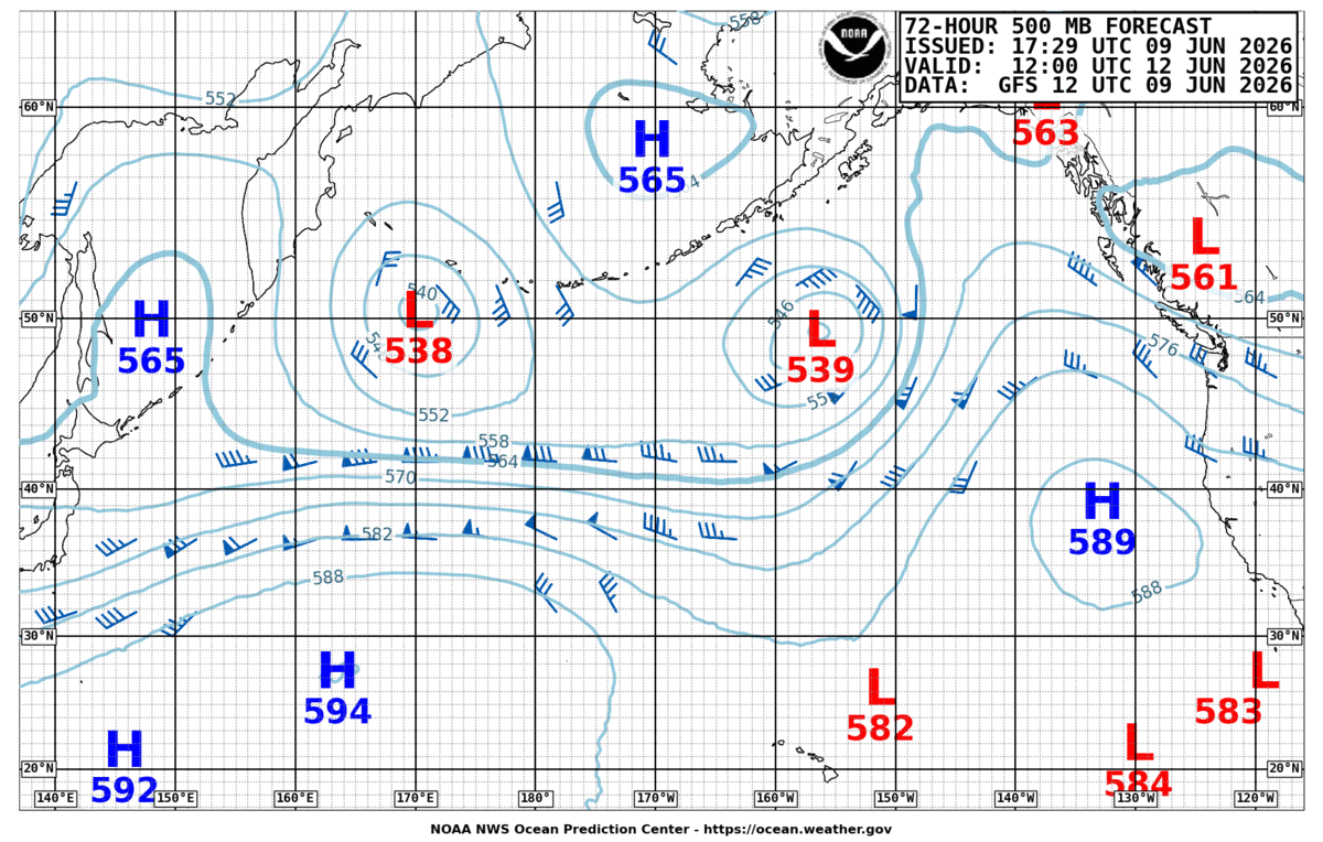 North Pacific 72 Hour 500 MB Forecast