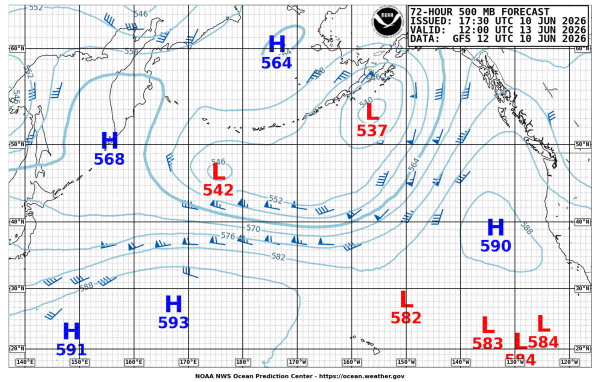 North Pacific 72 Hour 500 MB Forecast