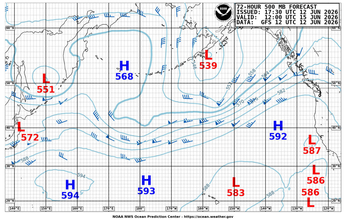 North Pacific 72 Hour 500 MB Forecast
