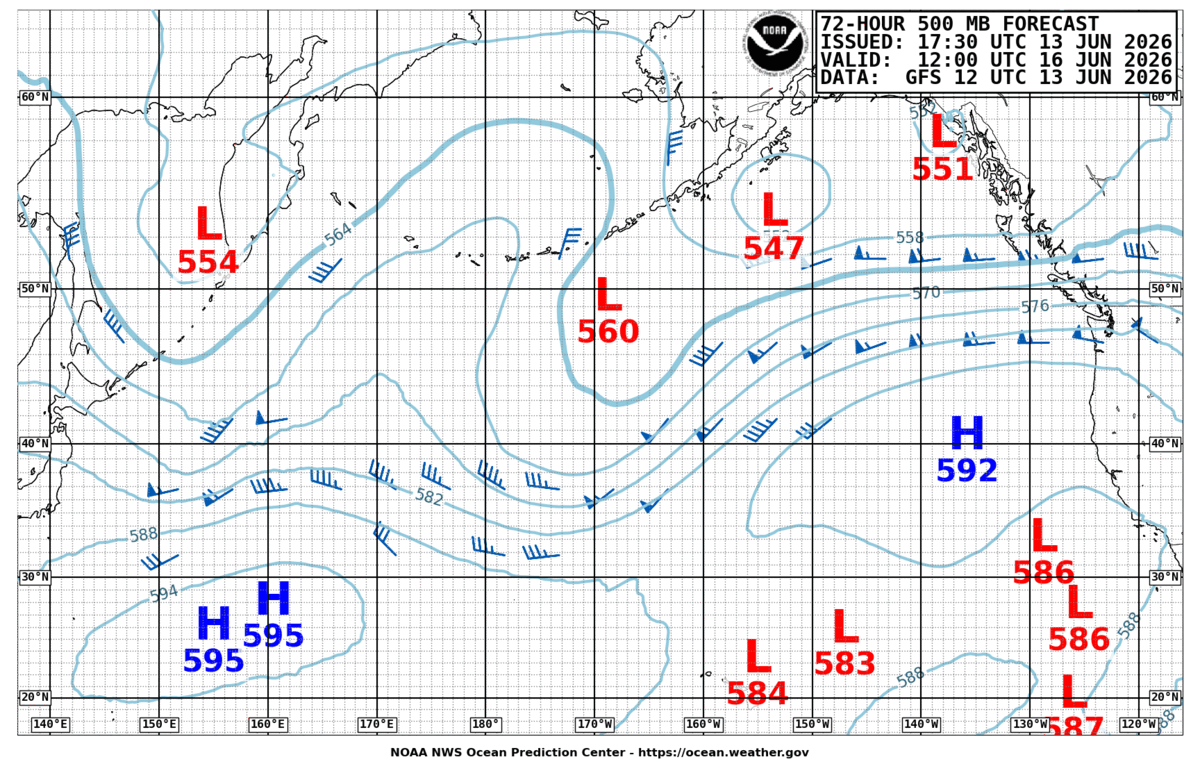 North Pacific 72 Hour 500 MB Forecast