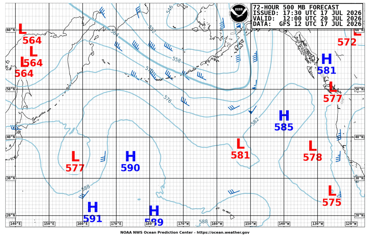 North Pacific 72 Hour 500 MB Forecast