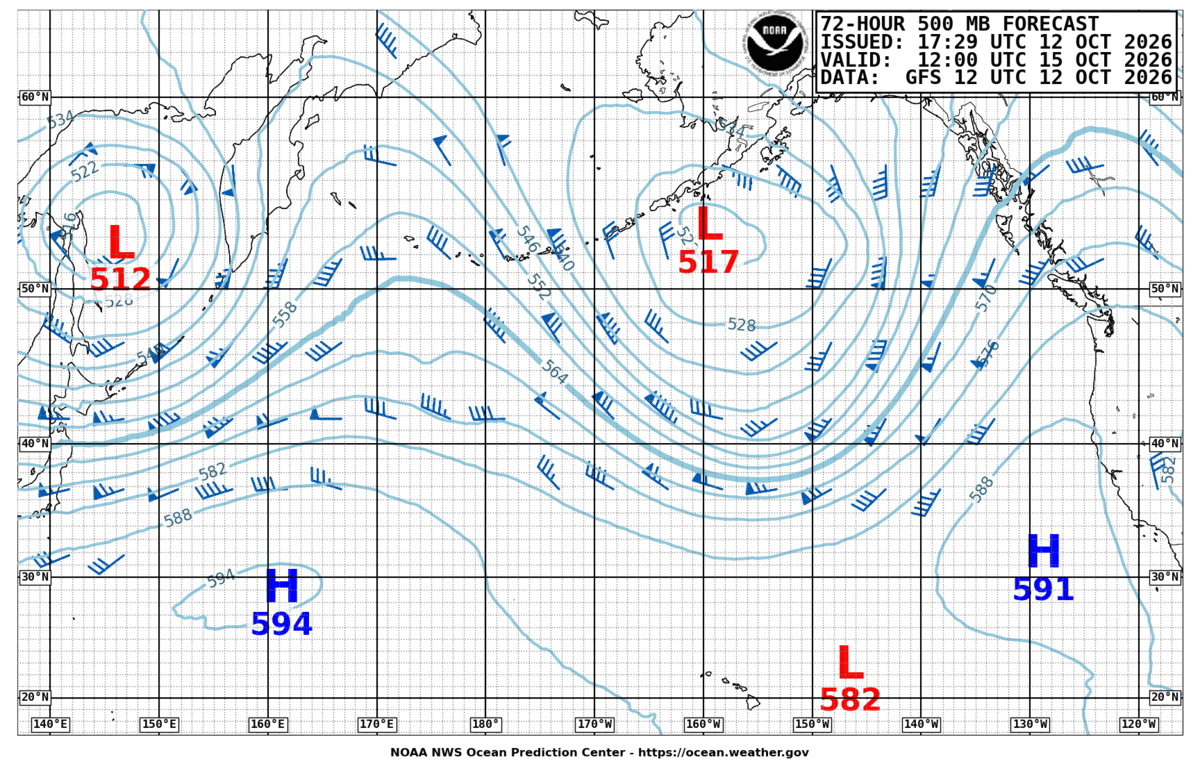 North Pacific 72 Hour 500 MB Forecast