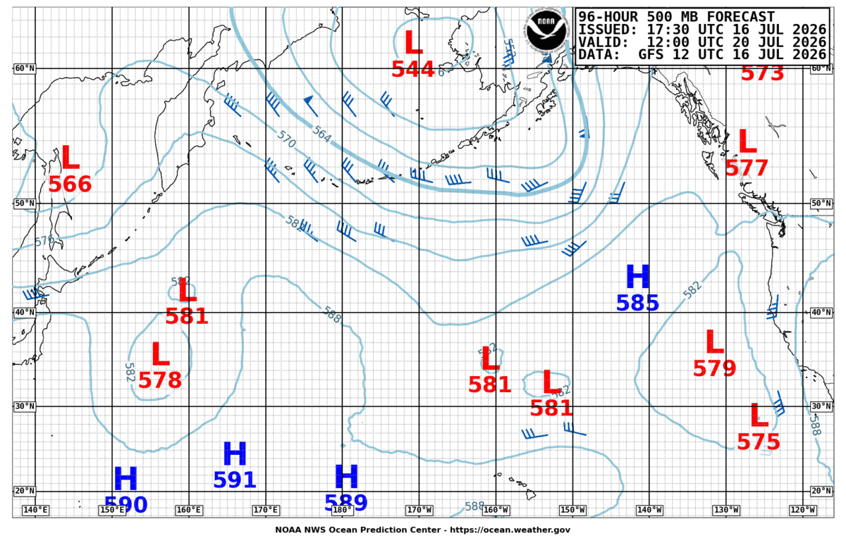 North Pacific 96 Hour 500 MB Forecast
