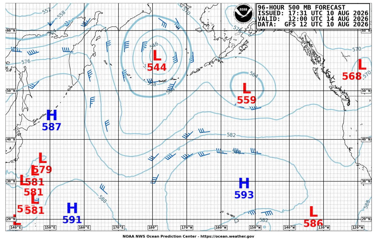 North Pacific 96 Hour 500 MB Forecast