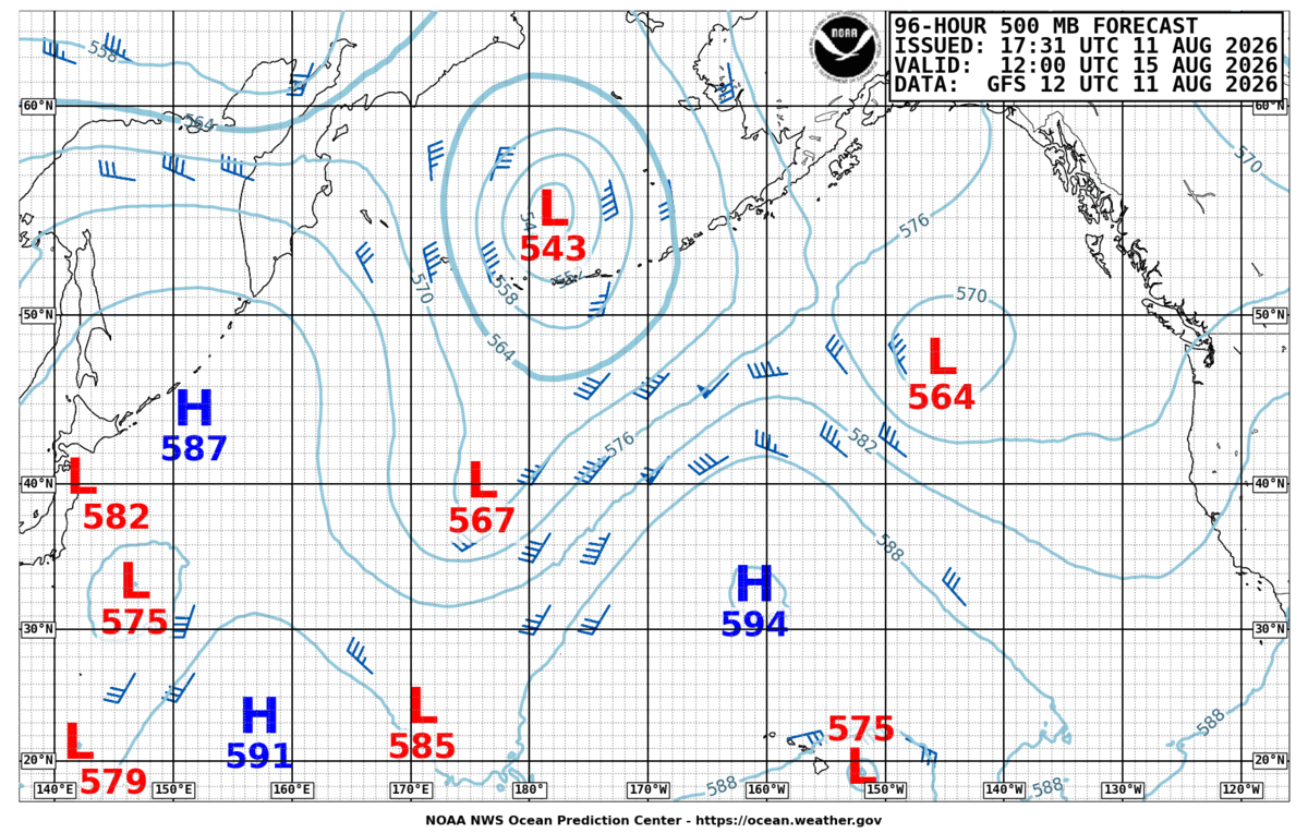 North Pacific 96 Hour 500 MB Forecast