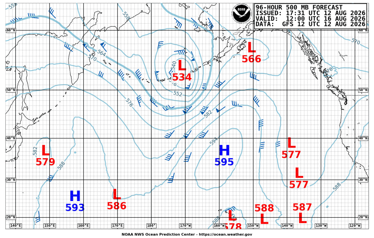 North Pacific 96 Hour 500 MB Forecast