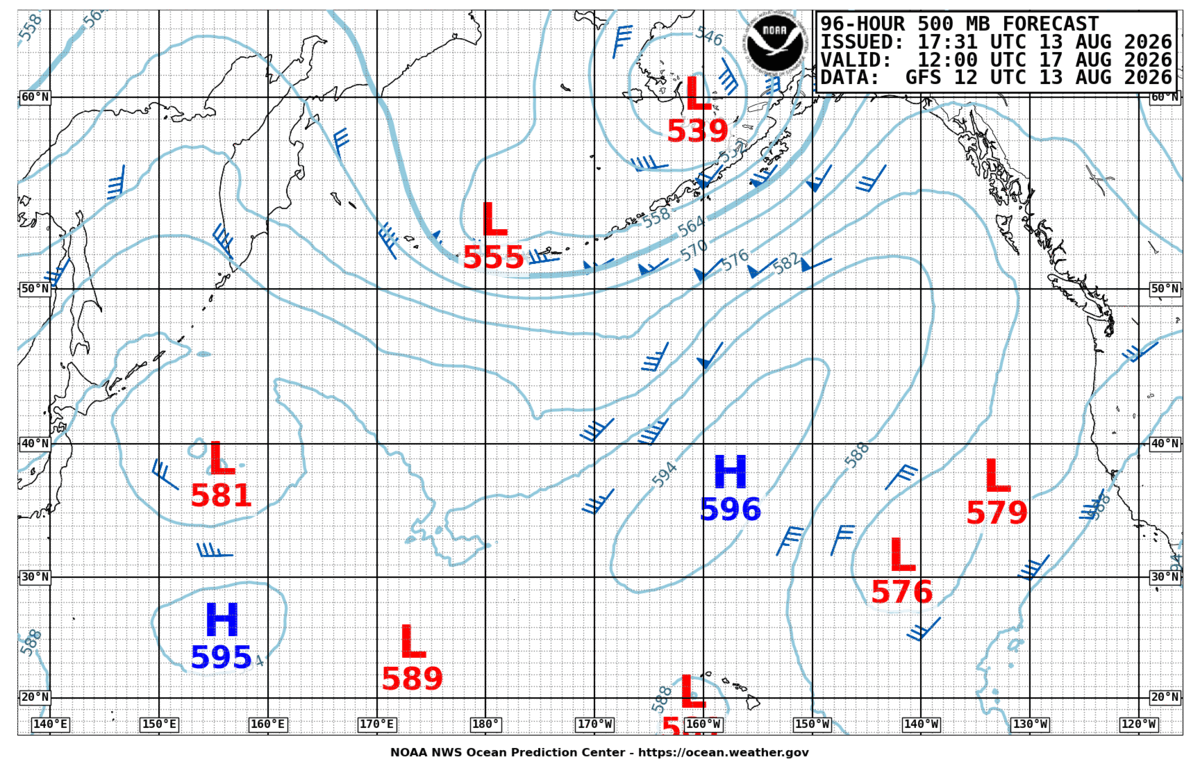 North Pacific 96 Hour 500 MB Forecast