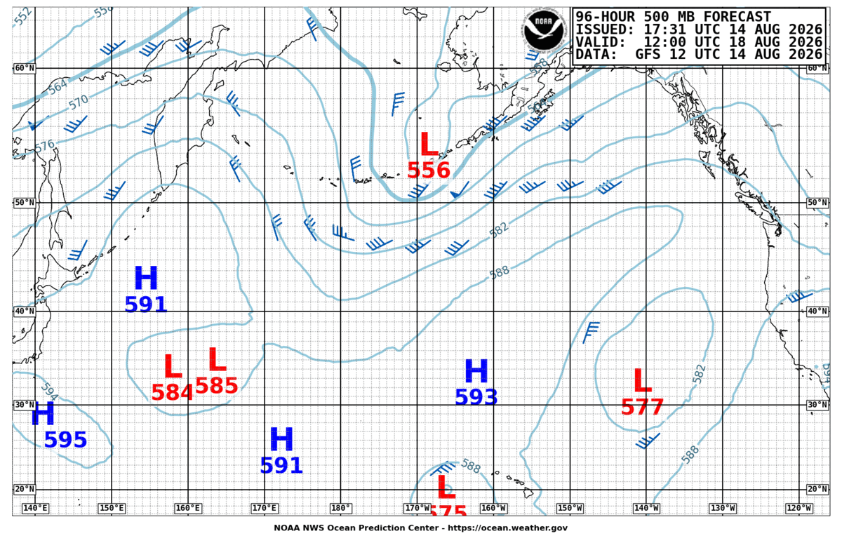 North Pacific 96 Hour 500 MB Forecast