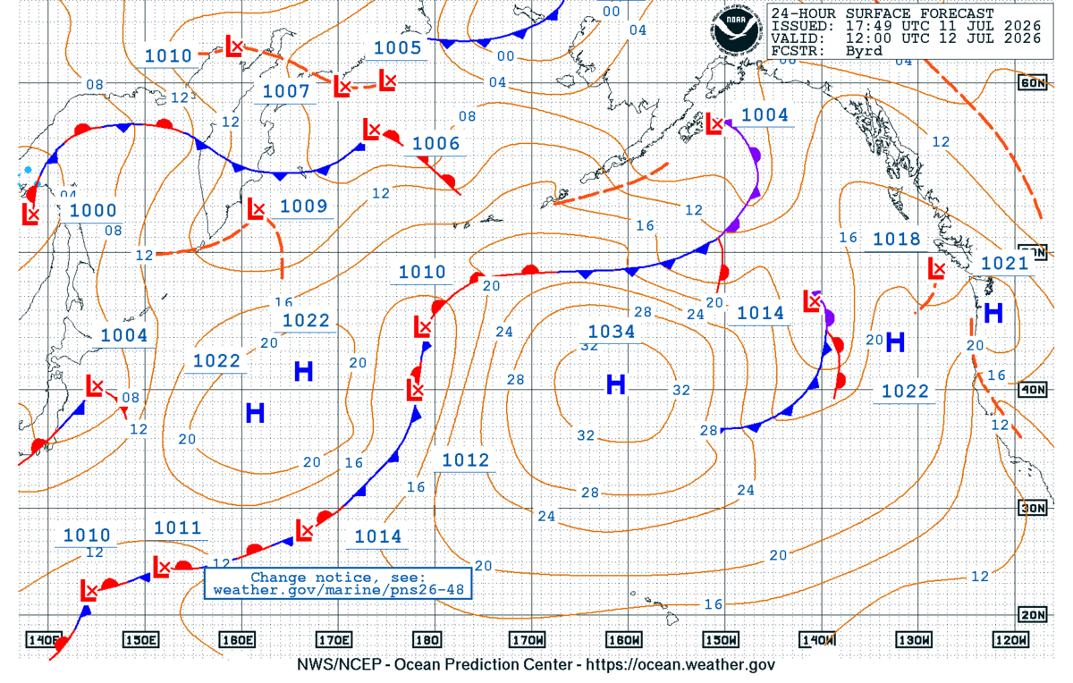 North Pacific 24 Hour Surface Forecast