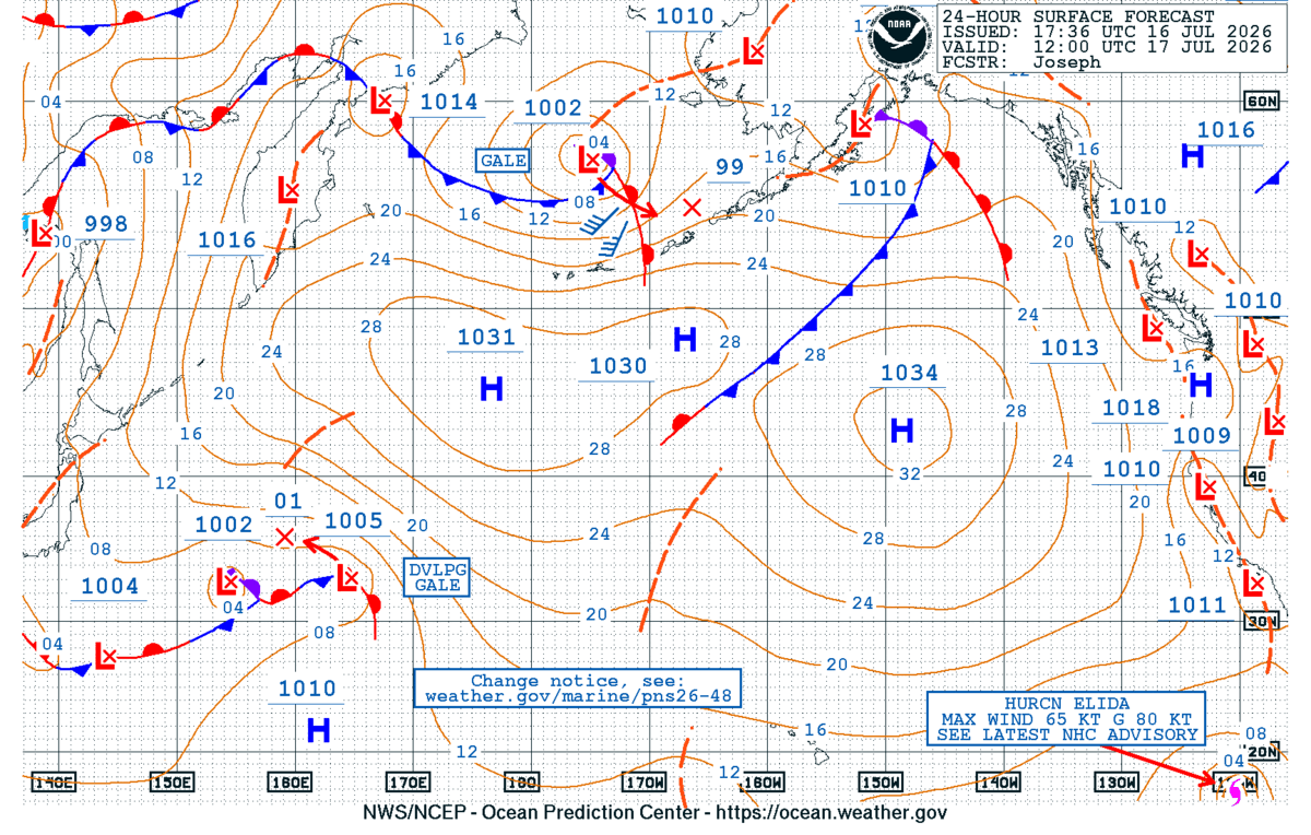 North Pacific 24 Hour Surface Forecast