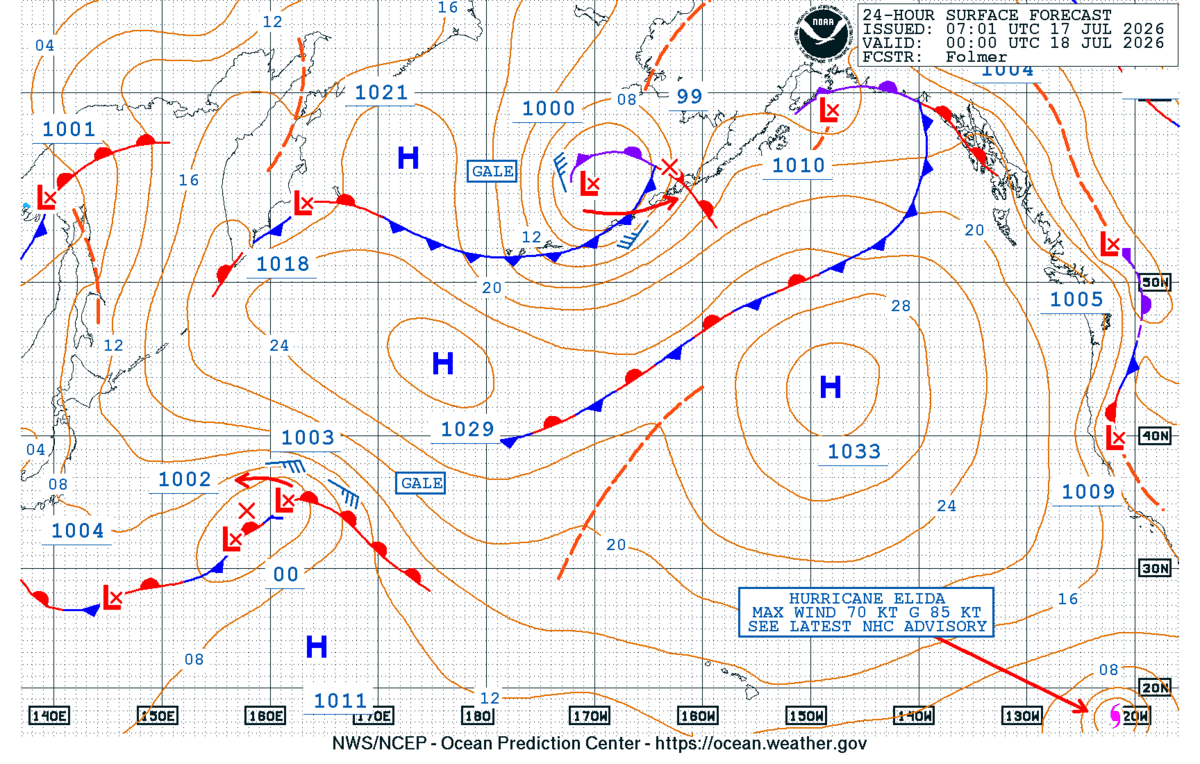 North Pacific 24 Hour Surface Forecast