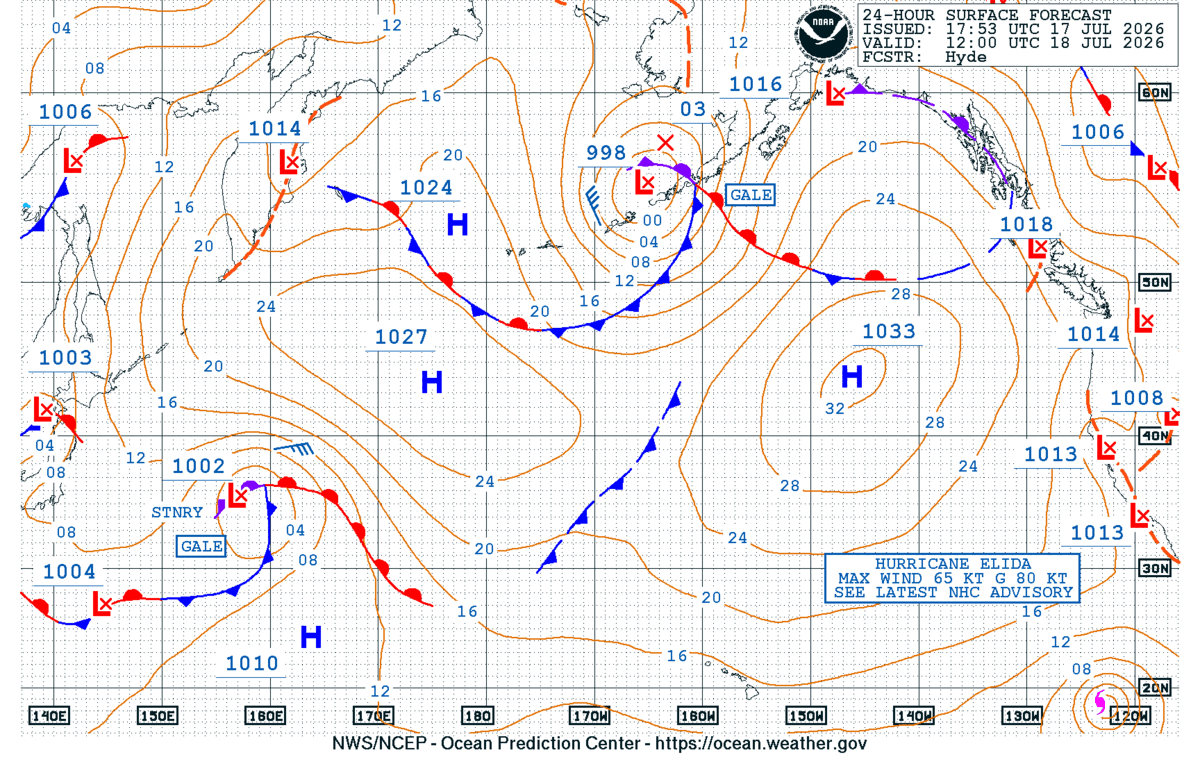 North Pacific 24 Hour Surface Forecast