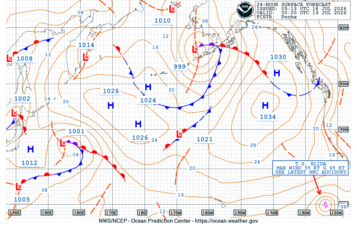 North Pacific 24 Hour Surface Forecast