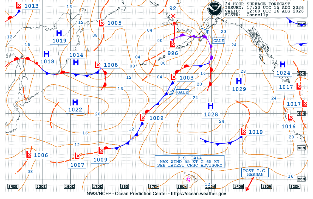 North Pacific 24 Hour Surface Forecast