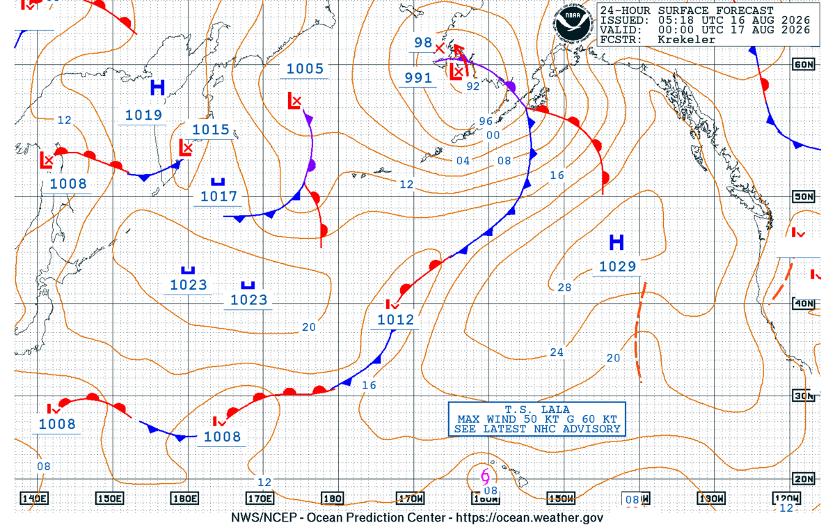 North Pacific 24 Hour Surface Forecast