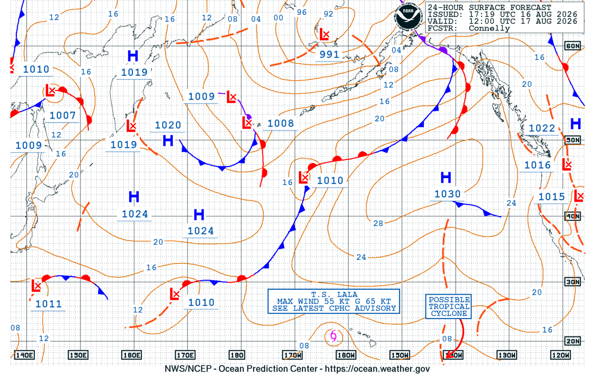 North Pacific 24 Hour Surface Forecast