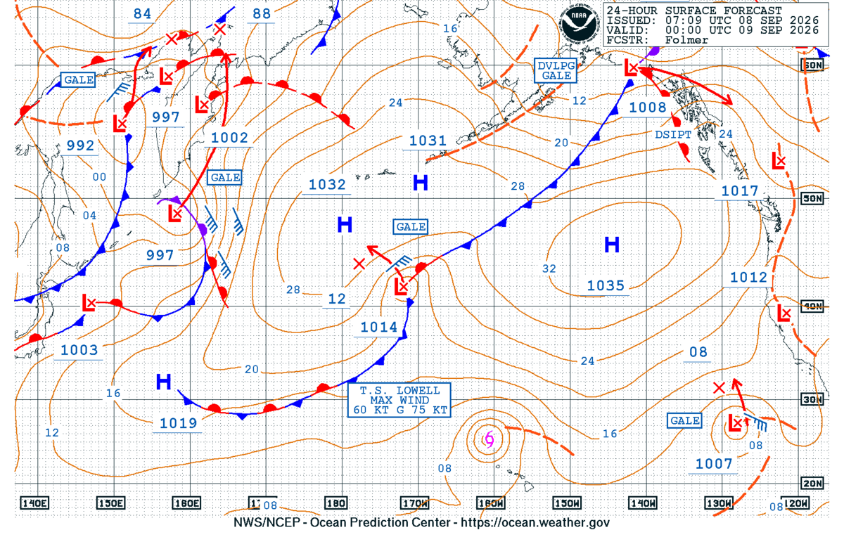 North Pacific 24 Hour Surface Forecast