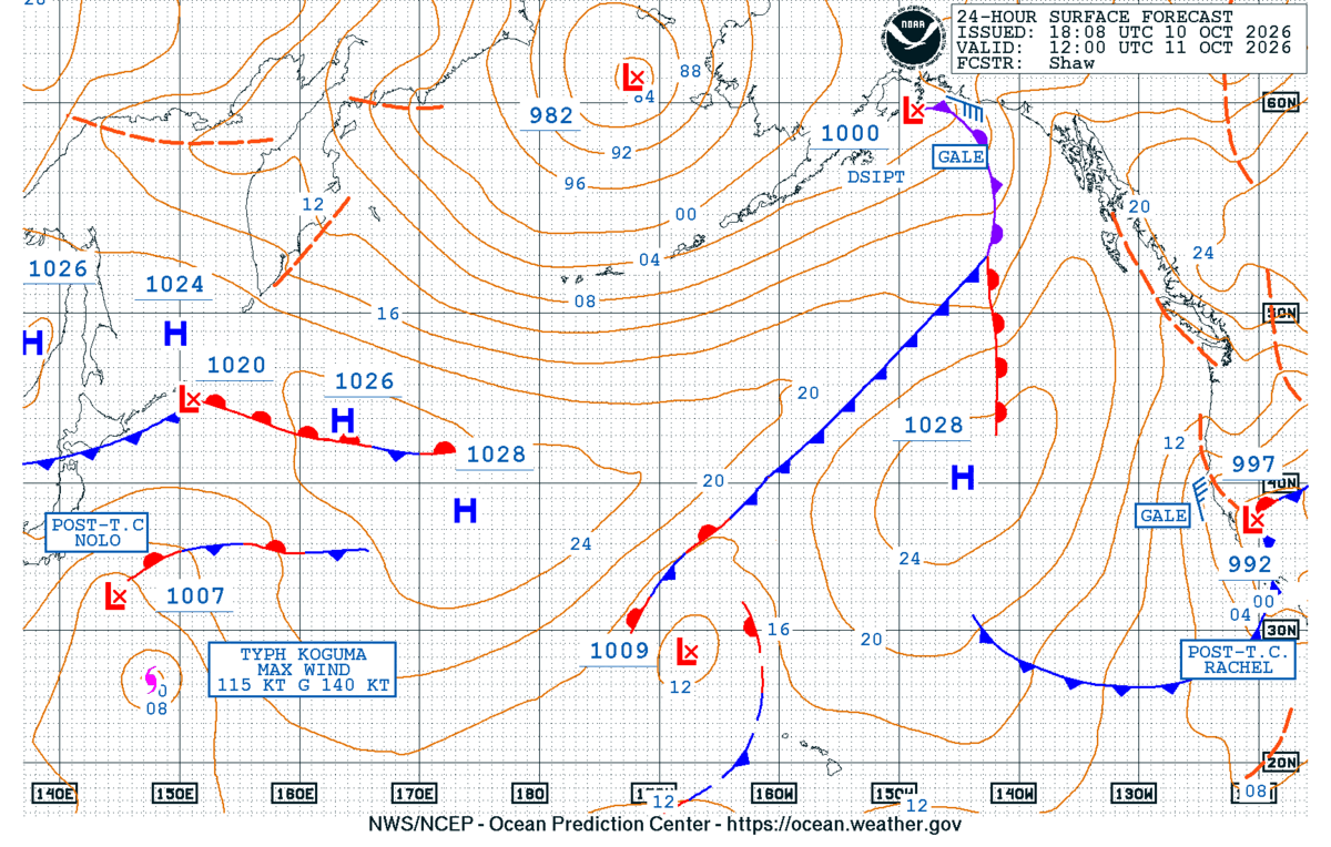 North Pacific 24 Hour Surface Forecast
