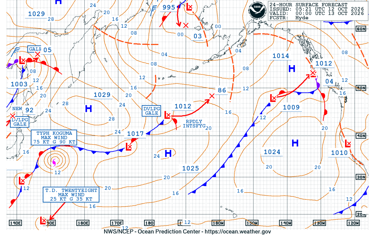 North Pacific 24 Hour Surface Forecast