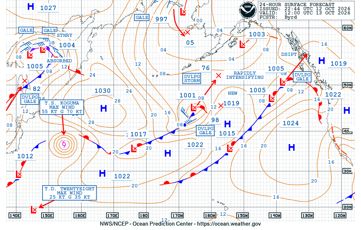 North Pacific 24 Hour Surface Forecast