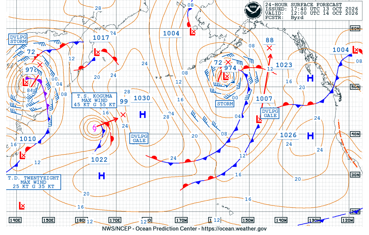 North Pacific 24 Hour Surface Forecast