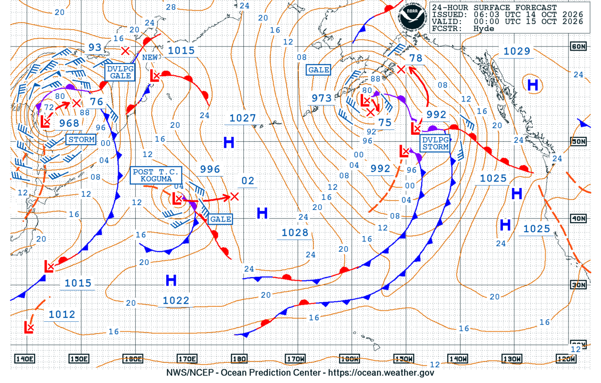 North Pacific 24 Hour Surface Forecast