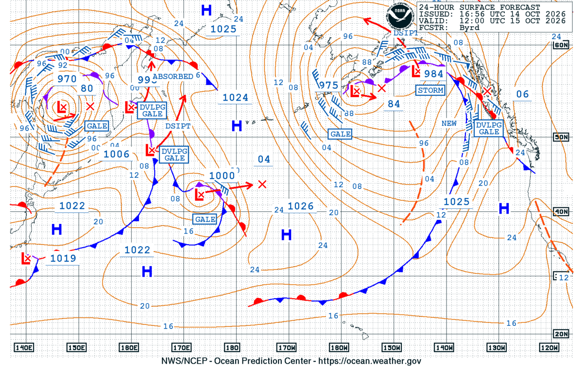 North Pacific 24 Hour Surface Forecast