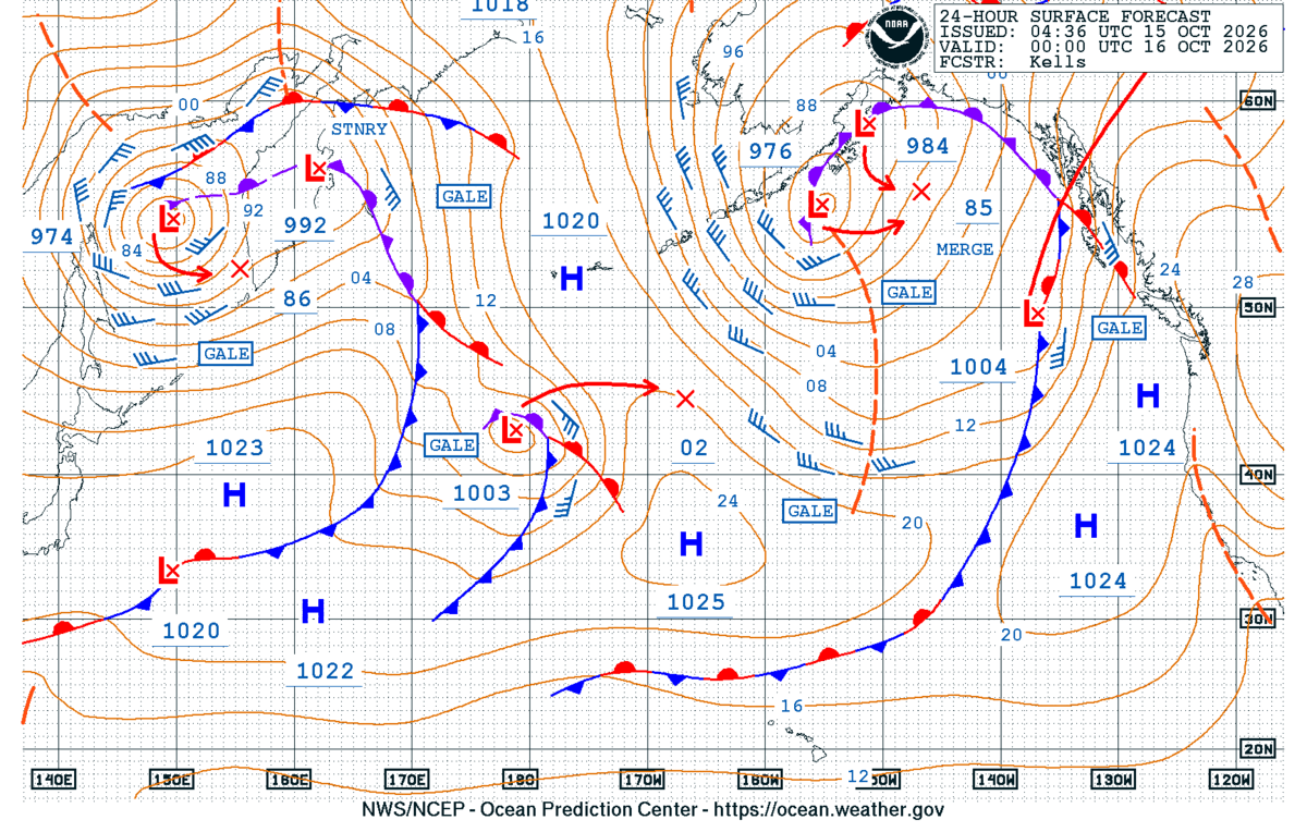 North Pacific 24 Hour Surface Forecast
