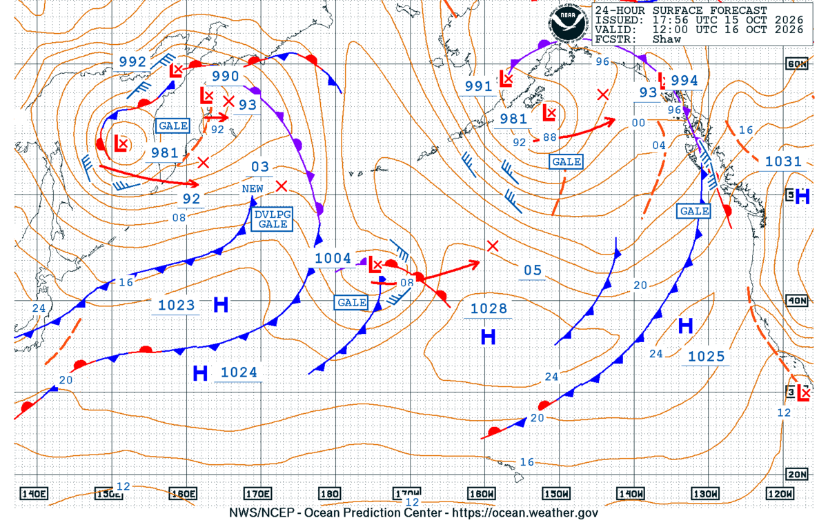 North Pacific 24 Hour Surface Forecast