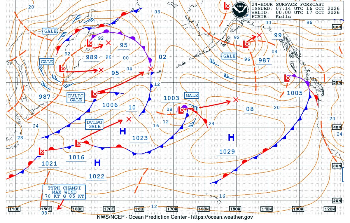 North Pacific 24 Hour Surface Forecast