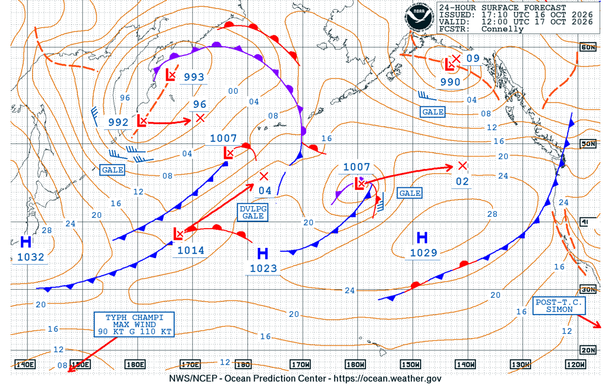 North Pacific 24 Hour Surface Forecast