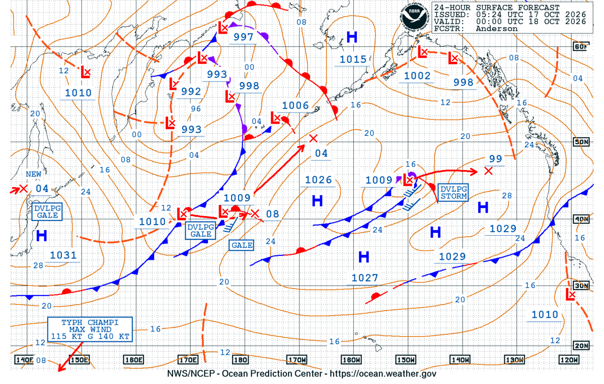 North Pacific 24 Hour Surface Forecast