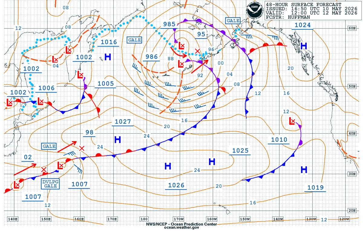 North Pacific 48 Hour Surface Forecast