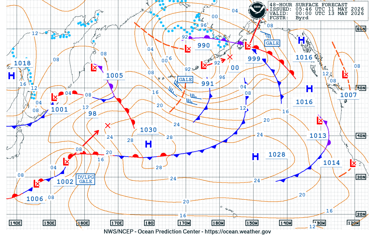 North Pacific 48 Hour Surface Forecast