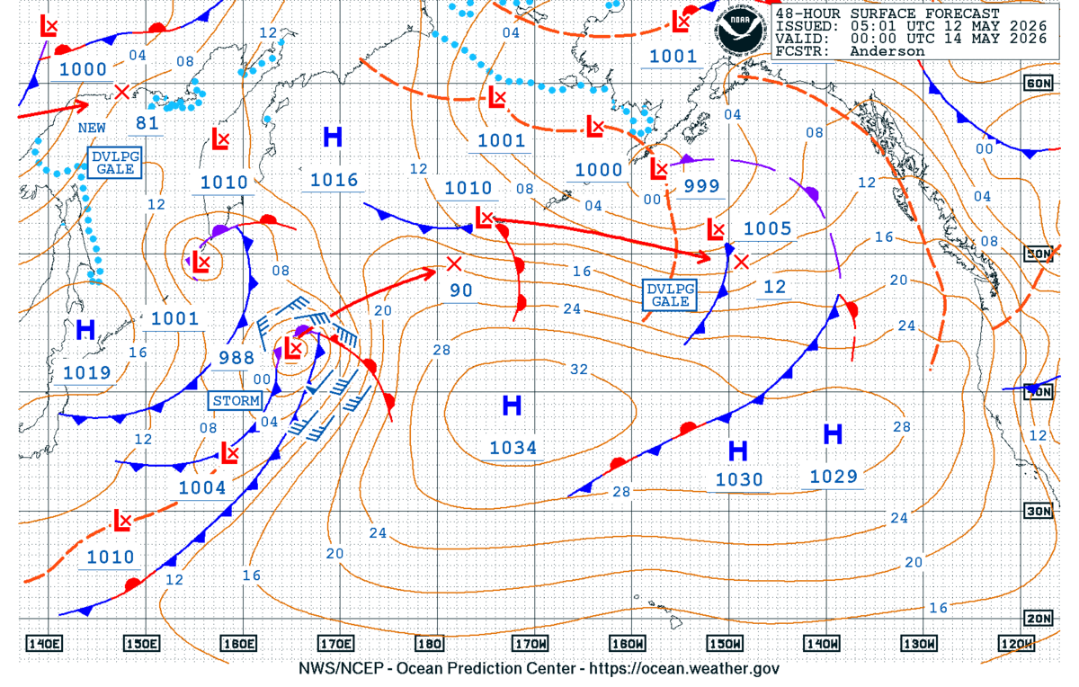 North Pacific 48 Hour Surface Forecast