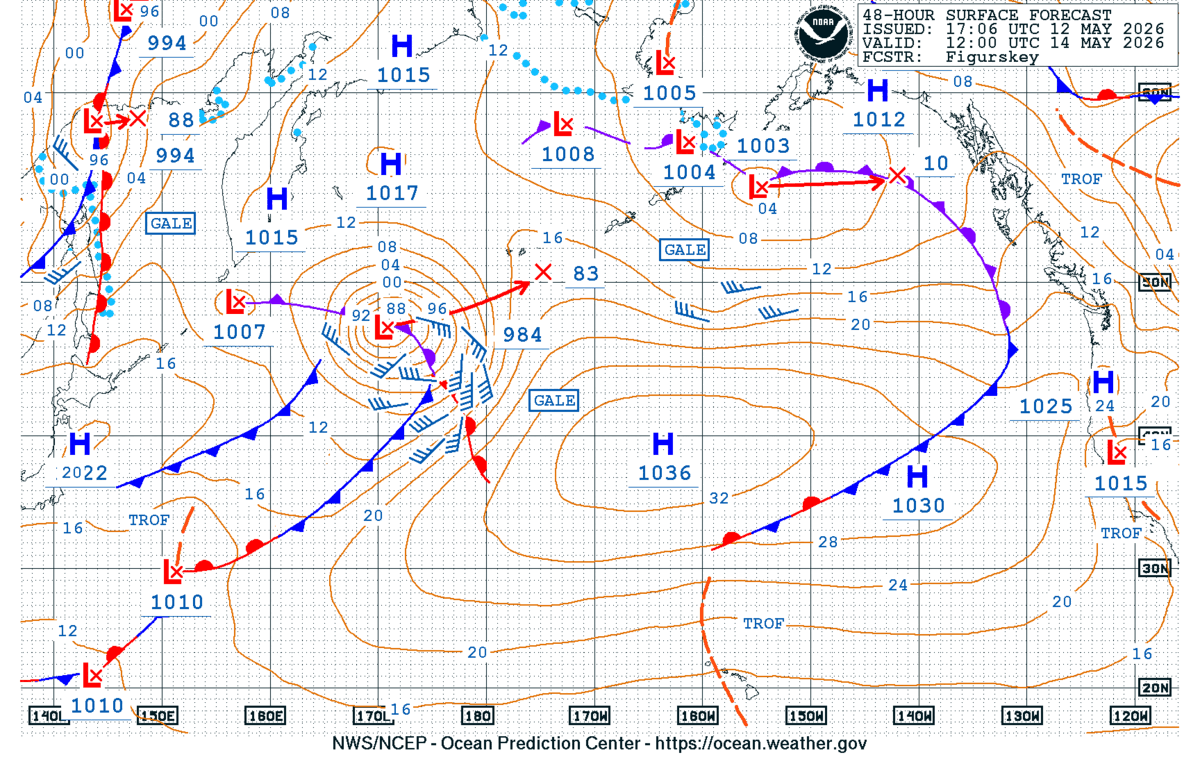 North Pacific 48 Hour Surface Forecast