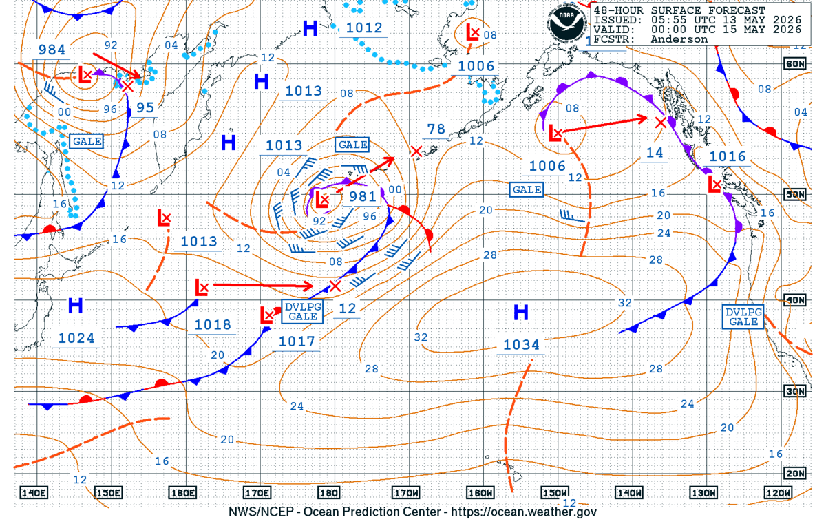 North Pacific 48 Hour Surface Forecast