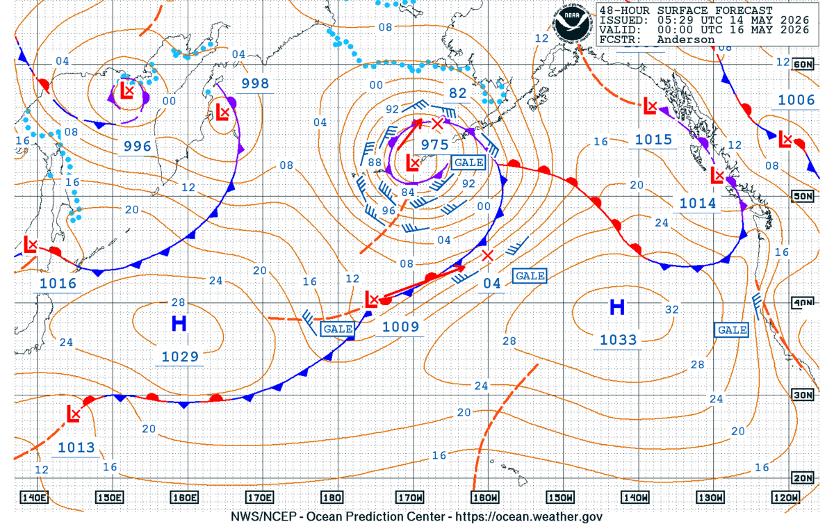 North Pacific 48 Hour Surface Forecast