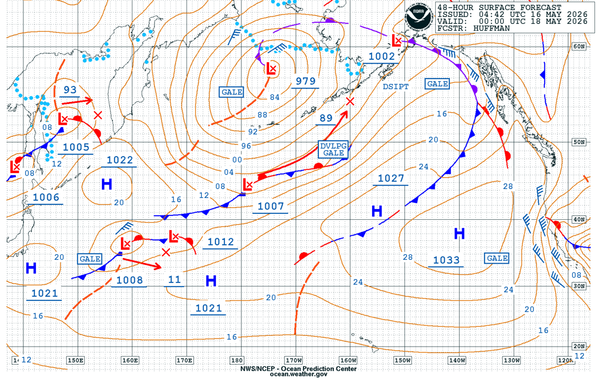 North Pacific 48 Hour Surface Forecast