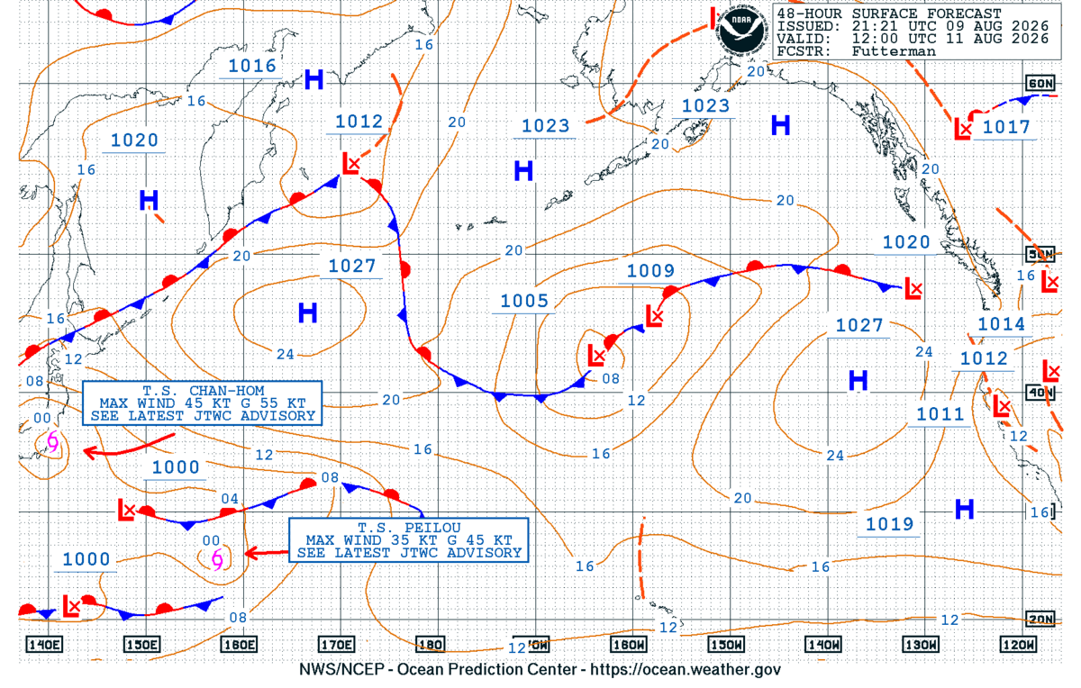 North Pacific 48 Hour Surface Forecast