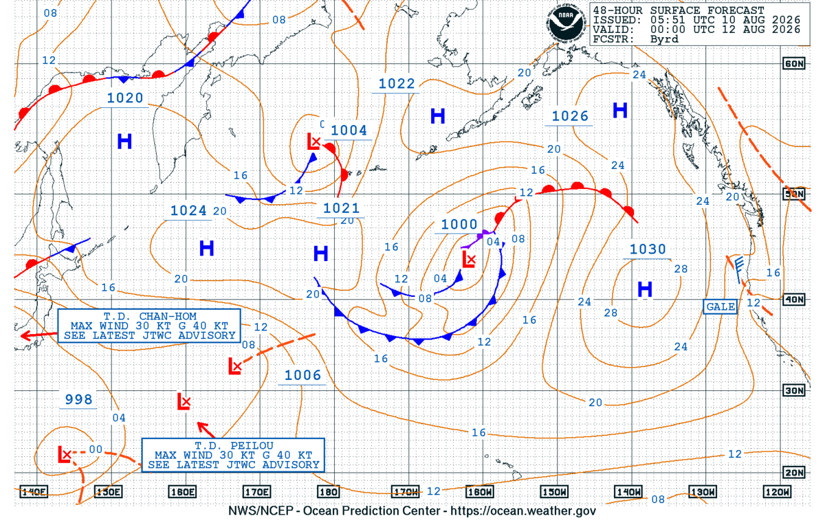 North Pacific 48 Hour Surface Forecast