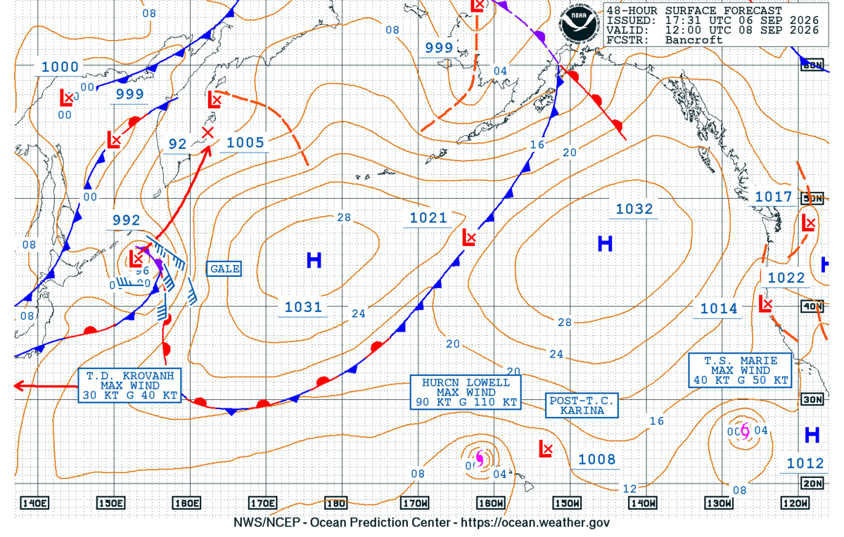 North Pacific 48 Hour Surface Forecast