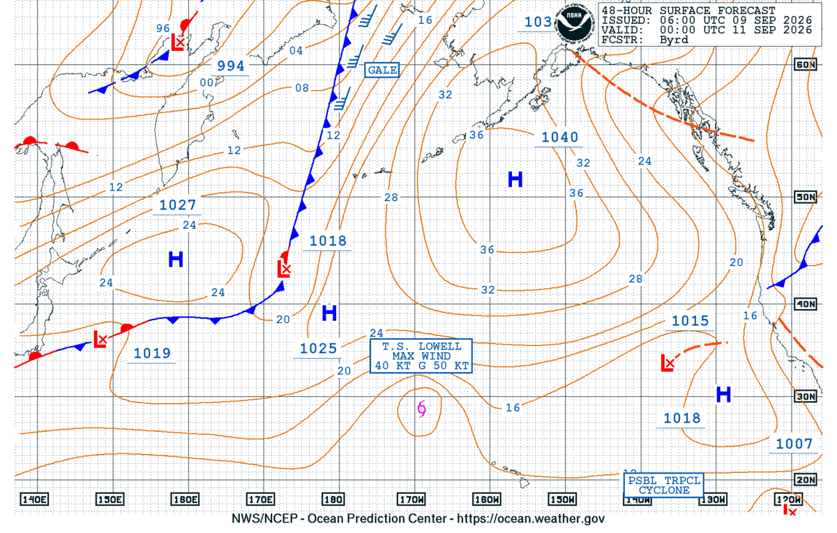 North Pacific 48 Hour Surface Forecast